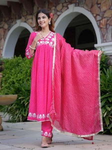 Belle Georgette Laheriya Mothda Print Style Rose Belle Robe Coton 3pc Costumes Indiens Pour Femmes - Product Image 2