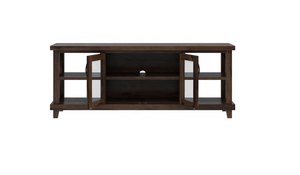 Farmhouse Style Walnut Wood Convertible <b>TV</b> <b>Stand</b> with Glass Doors Modern Design for Living Room - Product Image 6