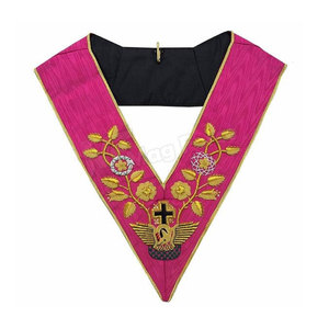 Collar Masónico Bordado a Mano con Rosa y Cruz de 18 Grados, Terciopelo Premium Personalizado para Hombre, para Todas las Temporadas - Product Image 5