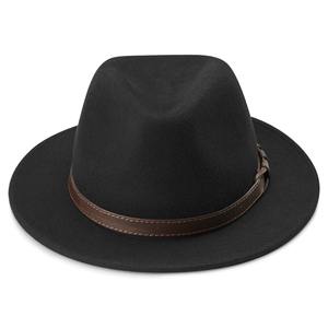 Sombreros Fedora de Color negro de Material de lana de alta calidad 100% de calidad superior para sombreros Fedora de diseño de logotipo personalizado Unisex - Product Image 1