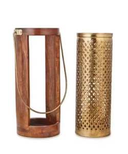 Portavelas o candelabro en metal para decoración del hogar y decoración de bodas en tamaño personalizado y color dorado - Product Image 1