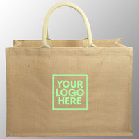 Bolsas de regalo de promoción de compras de Yute natural, asas de tela de algodón con cuerda de impresión personalizada, bolsa de transporte de playa de Yute natural ecológica plegable