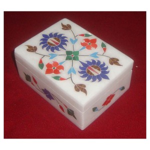 Cajas de mármol italiano antiguo hechas a mano, con diseño de flores incrustadas, para regalo de boda - Product Image 1