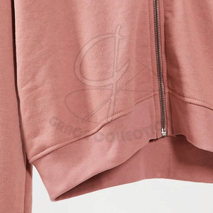 เสื้อฮู้ดครอปแขนยาวสำหรับผู้หญิง ผ้าฝ้าย 100% มีซิป ป้องกันน้ำ พิมพ์โลโก้ได้ตามต้องการ สไตล์สตรีทแวร์ - Product Image 3