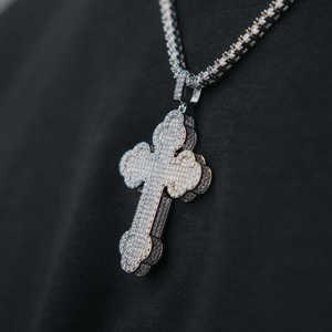 <b>Cross</b> Pendant Hip Hop White Gold Iced Out <b>Men</b> Boy Jewelry Classic Design Moissanite Diamond Pendant Thick 925 Sterling Silver - Product Image 2