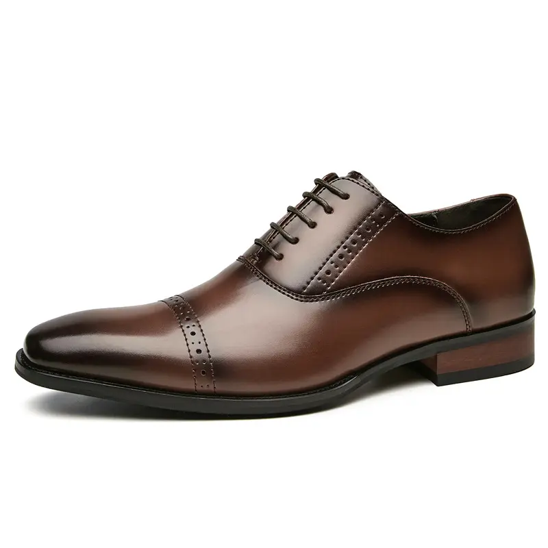High Quality Original Formal Brown Leather Office Oxford Shoes For Men