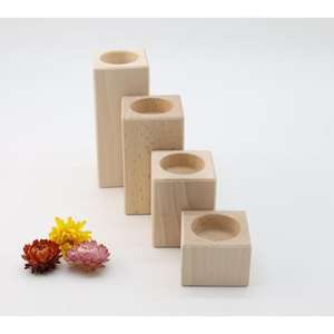 Juego de Portavelas de Madera Maciza de Primera Calidad con Forma Única para Decoración del Hogar y Mesa de Comedor, Uso para Empaque de Regalos para Venta de Exportación - Product Image 3