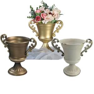 <b>Vintage</b> Inspired Gold Finish Metal Decorative <b>Vase</b> With Handles For Living Room Console And Interior Accent From India - Product Image 3