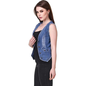 Wholesale price Factory supply High Quality Denim Vest For <b>Women</b> Custom Design Colour and Logo Premium Quality <b>Plus</b> <b>size</b> - Product Image 4