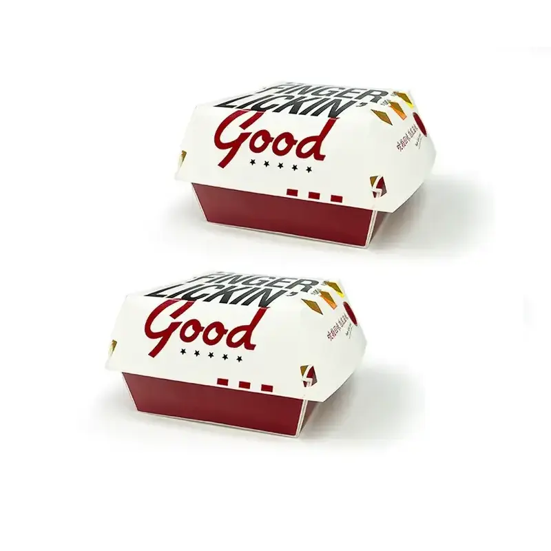 Hot Sale Custom Printed Recycled Materials Lebensmittel papier Verpackung Einweg Hamburger Takeaway Art Pappe Burger Boxen