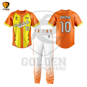 Prix de gros Logo personnalisé pas cher hommes s vierge maille bouton complet Baseball uniforme maillot Set Top Softball uniformes conceptions - Product Image 2