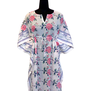 <b>Kaftans</b> for Women Comfortable Luxury Long Size Hand Block Printed Soft Cotton Voile <b>Kaftan</b> Nightwear for Sale - Product Image 1