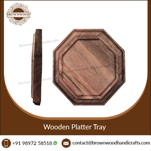 Juego de 2 bandejas de madera octogonales hechas a mano para servir frutas y aperitivos de diseño moderno de alta calidad a precio de fábrica al por mayor - Product Image 4