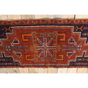 Tapis turc de 2,6 x 11,5 pieds, tapis géométrique brun vintage - Product Image 3