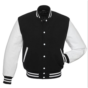 Men's ALL Black Varsity <b>Jacket</b> Regular Fit Turn-down Collar Single Breasted Solid Color Casual Style - Product Image 3