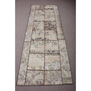 Vintage Rug, Runner 3,2x8,6 ft Turkish Rug, <b>Brown</b> Plants & trees <b>Wool</b> Rug - Product Image 1