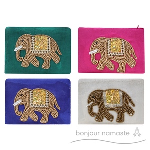 Portamonete con perline di elefante lavorato a mano guscio d'uovo bianco con ricamo artigianale accessorio da donna sostenibile - Product Image 4