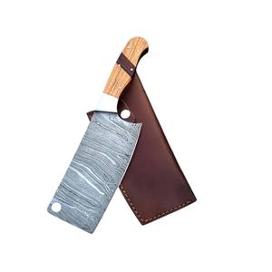 Couteau de chef droitier en acier Damas forgé à la main |   Hache-viande robuste à lame pleine |   Finition hautement polie, faite à la main sur mesure - Product Image 1