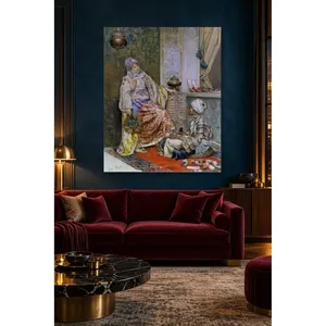 Fida, femme voilée et servante dans une pièce ottomane, impression sur toile orientaliste - Product Image 3