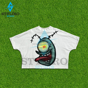 T-shirt Boxy Fit pour hommes de haute qualité en coton épais surdimensionné court solide col rond sérigraphie boxy t-shirts - Product Image 3