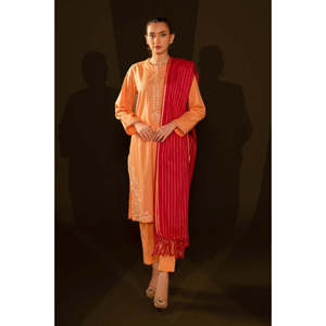 Salwar Kameez de Seda Rosa con Bordado Jacquard para Mujer, Ropa Étnica Pakistaní de Bollywood con Dupatta - Product Image 2