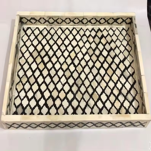 BONE Incrustation Plateau avec Boîte en Résine Plateau de Service pour Maison Hôtel Mère de Perle Boîte Couvercle Plateau à Chocolat - Product Image 1