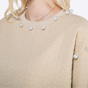 Jersey personalizado para mujer, sudadera, fabricantes de ropa, ropa de moda, jersey con capucha, sudaderas con capucha de perlas de manga larga - Product Image 5