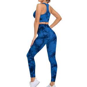 Estilos de moda Conjuntos de yoga Impresión por sublimación 2 piezas Conjunto de yoga sin costuras para mujeres para adultos Leggings de mujer con logotipo personalizado - Product Image 3