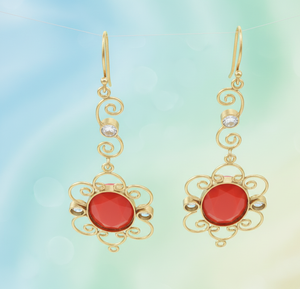 Pendientes de Piedras Preciosas Ovaladas de Coral Rojo de 10 GM |   Coral 13x18 |   Joyería de Diseño en Plata de Ley 925 Chapada en Oro de 18K - Product Image 4