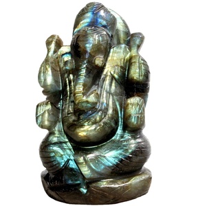 Estatua tallada a mano de Ganesha labradorita para decoración del hogar, piedra curativa de cristal de grado superior - Product Image 2