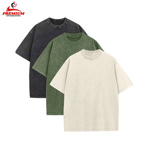 T-shirts brodés personnalisés pour hommes T-shirt en coton délavé à l'acide Impression bouffante surdimensionnée T-shirt vintage très détendu - Product Image 5