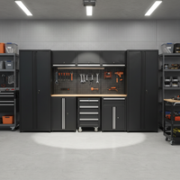 Banc de travail industriel en acier SPCC avec armoire à outils et panneau perforé, verrouillable, pour garage et atelier, OEM ODM