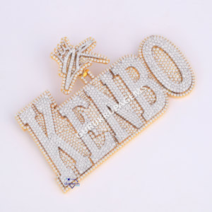 Pendentif en diamant Hip Hop de vente chaude fabriqué en or jaune 14kt diamant cultivé en laboratoire conceptions de bijoux personnalisés pour hommes - Product Image 2