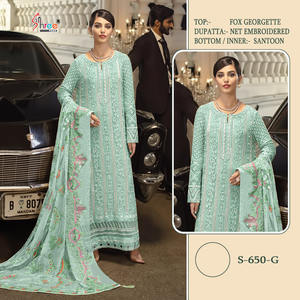 ชุดผ้าจอร์เจียสำหรับงานปาร์ตี้ดีไซน์เนอร์งานปักลวดลายแนวเซ็กซี่จากอินเดียชุด2023ใหม่ - Product Image 2