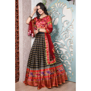 Lehenga Choli-ropa étnica india para boda, ropa de trabajo de bordado de seda italiana pesada, con Dupatta, distribuidor y distribuidor indio - Product Image 2