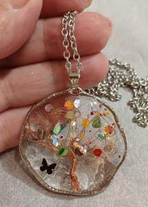 Chrysanthème Floral fait à la main moderne Durable Rectangle Buffalo Bone mode colliers femmes fleurs pressées pendentif bijoux - Product Image 6