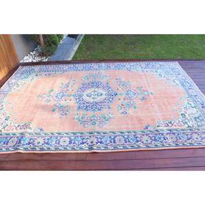Alfombra Turca Vintage de 6.2x9.5 pies (190x289 cm), Alfombra de Lana Rosa - Product Image 3