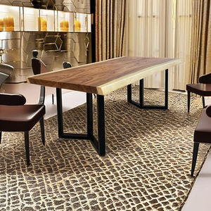 Table à manger rectangulaire en bois de suar massif, contemporaine et moderne, durable, pour la maison, les hôtels, les villas, les appartements, mobilier de salle à manger, 8 places - Product Image 1