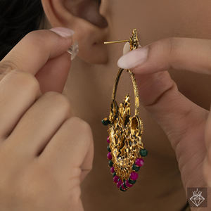 PRAO Anti-Tarnish Ethnic Floral Danglers - Product Image 2