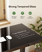 Bureau debout électrique en verre noir personnalisable, minimaliste et moderne, avec réglage en hauteur, pour le gaming, avec tiroir