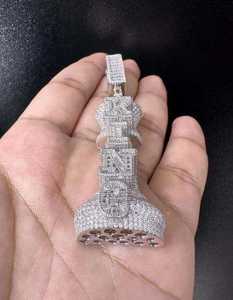 Moissanite KING Pièce d'échecs Pendentif diamant personnalisé Pendentif hip-hop en argent VVS Pendentifs fins en argent sterling 925 - Product Image 2