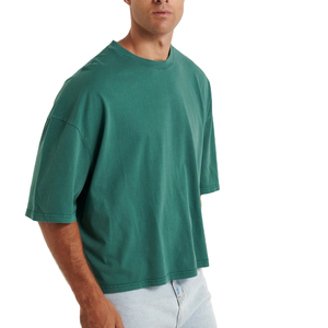 T-shirt Boxy surdimensionné 100% coton T-shirt pour hommes Luxe Qualité Drop Shoulder Plain Crop Logo personnalisé Streetwear - Product Image 1