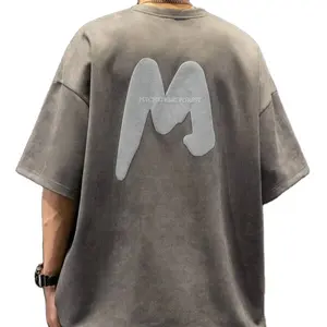 Yeni puf baskı T-shirt 2023 yüksek kaliteli T shirt son tasarım erkekler düz T shirt özelleştirilmiş