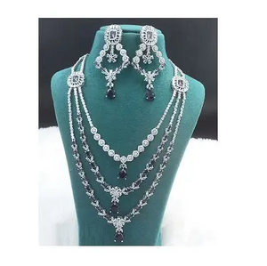 Ensemble de bijoux de mariée AD avec éclat élégant et style classique Qualité supérieure disponible avec quantité minimale de commande prêt pour les commandes - Product Image 1