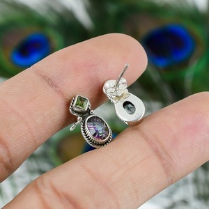 <b>Stud</b> <b>Earrings</b> for Women Fashion Rainbow Mystic Quartz Gemstone Handmade Simple 925 Solid <b>Sterling</b> <b>Silver</b> <b>Stud</b> <b>Earrings</b> Jewelry - Product Image 4