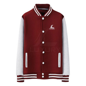 Veste à col montant enduite légère avec logo sur le devant pour hommes Saison d'hiver sur mesure Style High Street Lettermen Jacket pour hommes - Product Image 1