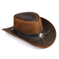 Sombreros de vaquero para hombre Sombreros de equitación de estilo australiano Cuero genuino