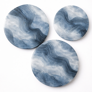 Art mural en résine bleue abstraite de qualité supérieure avec des motifs de vagues nuageuses, art mural en résine décoratif, décoration murale moderne de luxe pour la maison et le bureau - Product Image 1