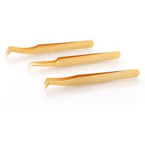 Pince à épiler pour extension de cils Plasma couleur or Outils de soins de beauté Japonais en acier inoxydable avec logo personnalisé et pochette d'emballage - Product Image 4