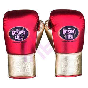 Guantes de Boxeo Profesionales Nuevos de Marca de Tendencia «No Boxing No Life» de Alta Calidad en Piel Metálica Original para Combate Profesional - Product Image 3